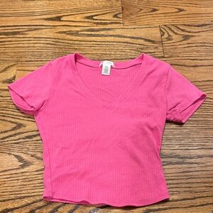 Bozzolo Pink Ribbed Crop Top